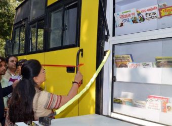 CM Vasundhara Raje launched Mobile Library van 'School on Wheels'