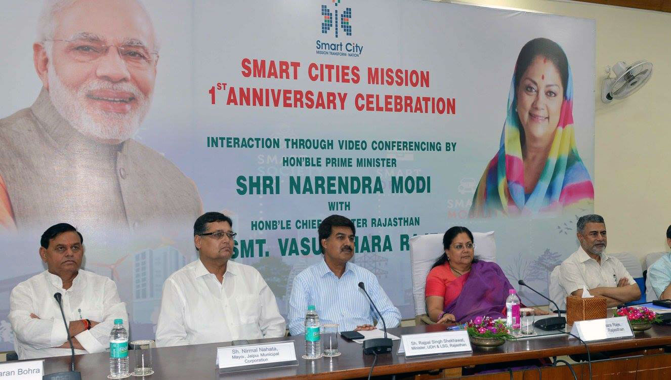 CM Vasundhara Raje - Prime Minister of Jaipur and Udaipur congratulated for being Smart city
