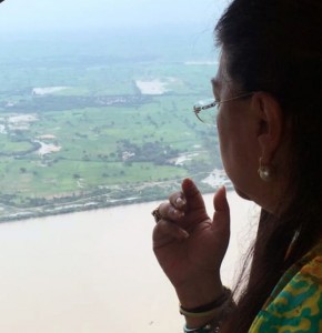 vasundhara raje-aerial survey of flood hit areas